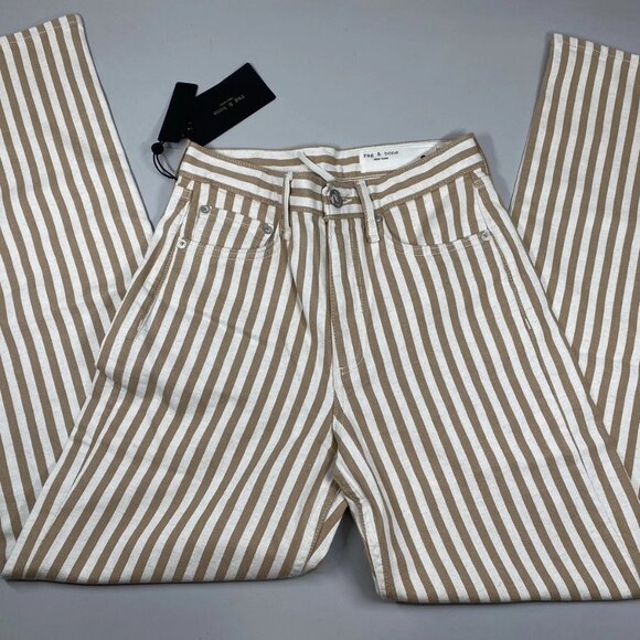 Rag & Bone Women's Shea Relaxed Straight Leg Jeans Tan/Ivory Size 25 - Picture 12 of 12